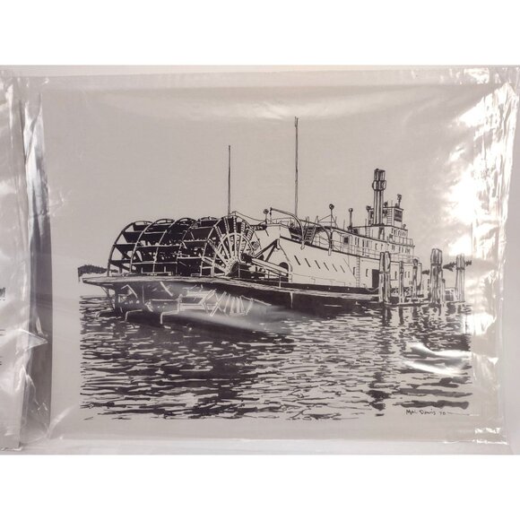 Set Of 5 Vintage Nautical Prints By Mal Davis Featuring Historic Ships & Boats - Picture 3 of 14